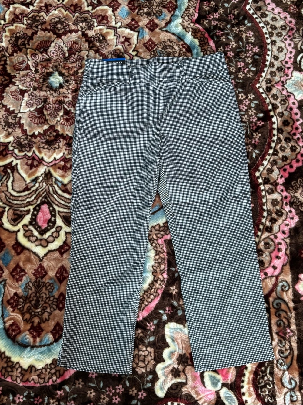 Hilary Radley Black & White Micro-Check Stretch Chinos - Slim Fit
